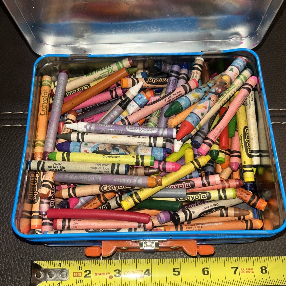 Team Paw Patrol Lunchbox Full Of Crayons. Different Colors  And Brands.
